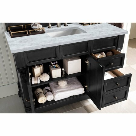 James Martin Vanities Brookfield 48in Single Vanity, Antique Black w/ 3 CM Carrara Marble Top 147-114-5236-3CAR